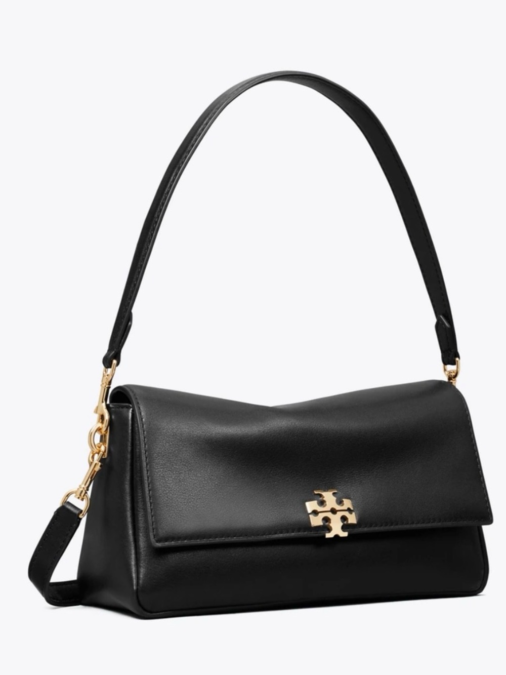 Tory Burch Black Leather Crossbody small with Gold Logo